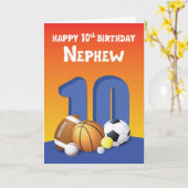 Nephew 10. Geburtstag Sportbälle Karte (Gelbe Blume)