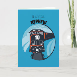 Nephew 10. Geburtstagszug, Little Boy, Blue Karte