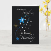 Nephew 17. Geburtstag Star Inspirational Blue Blac Karte (Gelbe Blume)
