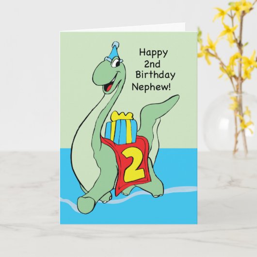 Nephew, 2. Geburtstag Dinosaurier Karte (Gelbe Blume)