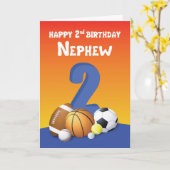 Nephew 2. Geburtstag Sportballs Karte (Gelbe Blume)