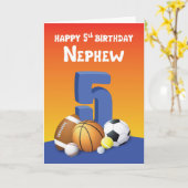 Nephew 5th Birthday Sports Balls Karte (Gelbe Blume)