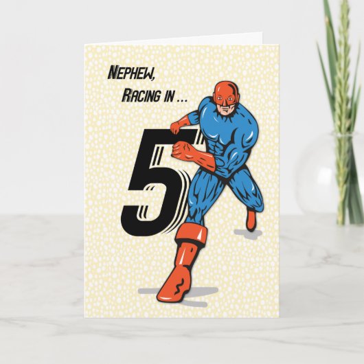 Nephew 5th Birthday Superhero Karte (Vorderseite)