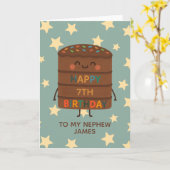 Nephew 7. Geburtstag Niedlicher Choco Cake Karte (Gelbe Blume)