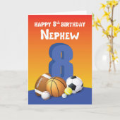 Nephew 8. Geburtstag Sportballs Karte (Gelbe Blume)