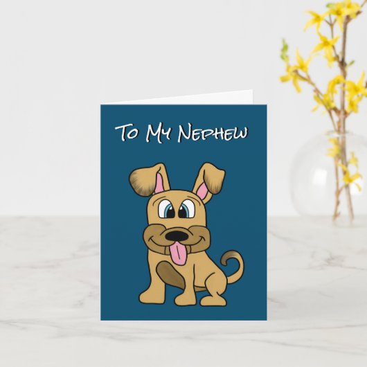 Nephew Birthday Card - Niedlicher Hund Karte (Gelbe Blume)
