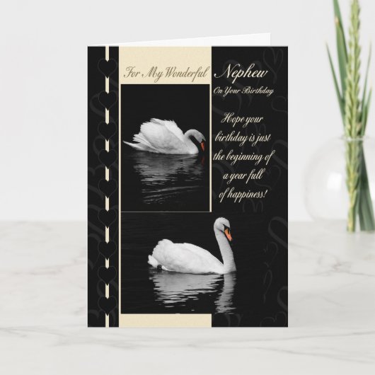 Nephew Birthday Card Swans Karte (Vorderseite)