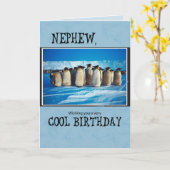 Nephew Birthday, Pinguine Karte (Gelbe Blume)