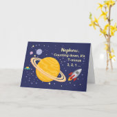 Nephew Birthday Planets im Weltraum mit Rakete Karte (Gelbe Blume)