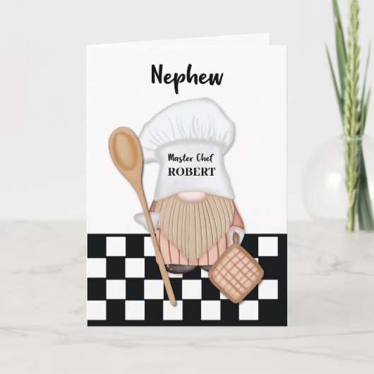 Nephew Birthday Whimsical Gnome Koch Cooking Karte (Vorderseite)