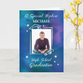 Nephew Custom Foto Name High School Abschluss Karte (Gelbe Blume)
