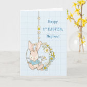 Nephew Erster Ostern Niedlicher Bunny auf Blume Sw Karte (Gelbe Blume)