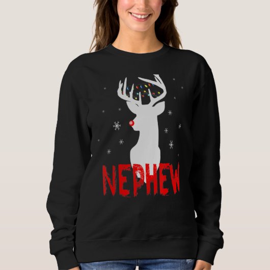 Nephew Familie Matching Pajama Weihnachtsnase Deer Sweatshirt (Vorderseite)