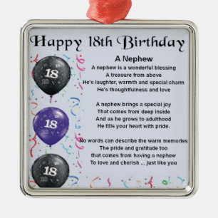 Nephew Gedicht - 18. Geburtstag Silbernes Ornament