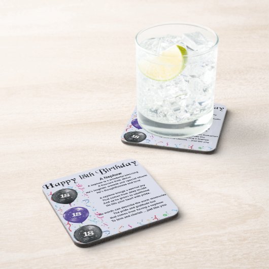 Nephew Gedicht - 18. Geburtstag Untersetzer (Rechte Seite)