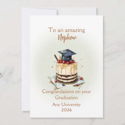 Nephew Graduation Cap and Cake Congratulations (Vorderseite)