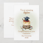 Nephew Graduation Cap and Cake Congratulations (Vorne/Hinten)