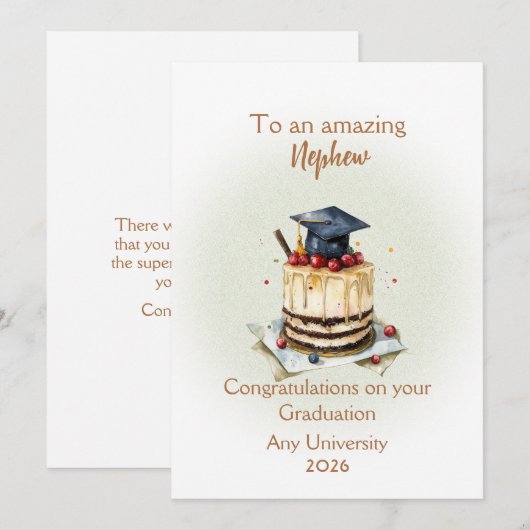 Nephew Graduation Cap and Cake Congratulations (Vorne/Hinten)