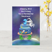 Nephew Happy 3rd Birthday Astronaut with Aliens Karte (Gelbe Blume)