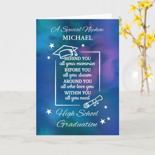 Nephew High School Abschluss Zitat Wasserfarbe Karte (Gelbe Blume)