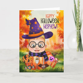 Nephew Little Wizard Boy Pumpkin für Halloween Feiertagskarte