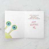 Nephew Monster Hug Valentine Hearts Feiertagskarte (Innenseite)