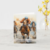 Nephew Pferd Racing Birthday Karte (Gelbe Blume)