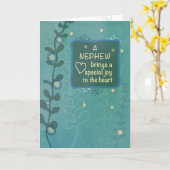 Nephew Religious Birthday Green Hand Drawn Look Karte (Gelbe Blume)