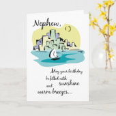 Nephew Sailboat City Birthday Karte (Gelbe Blume)