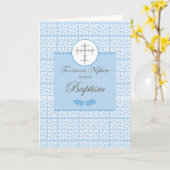 Nephew Taufe Blau mit Spitzen und Kreuz Karte (Gelbe Blume)