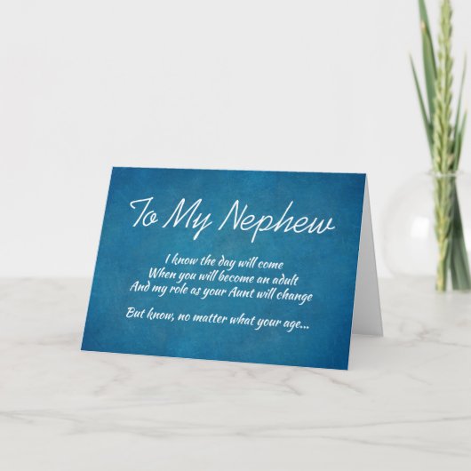 Nephew Typografie Rustic Blue Birthday Card Karte (Vorderseite)