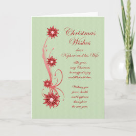 Nephew und Ehefrau Weihnachtscrolls und Blume Feiertagskarte