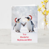 Nephew und Ehefrau Weihnachtsfeiertage Cute Pingui Karte (Gelbe Blume)