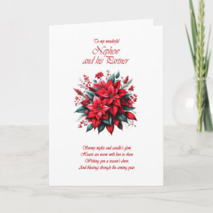 Nephew und sein Partner Christmas Poinsettias Feiertagskarte