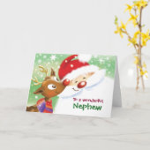 Nephew, Weihnachten, Niedlicher Rentier und Weihna Karte (Gelbe Blume)