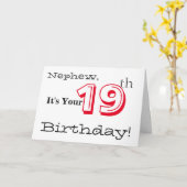 Nephews 19. Geburtstag grüßt rot und schwarz. Karte (Gelbe Blume)