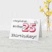 Nephews 25. Geburtstag grüßt rot und schwarz. Karte (Gelbe Blume)