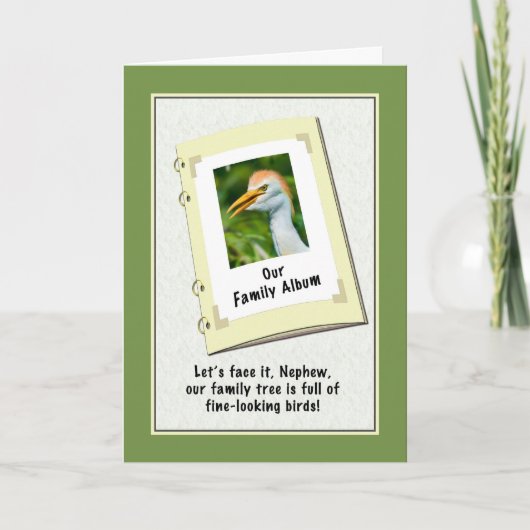 Nephew's Birthday Card with Cattle Egret Karte (Vorderseite)