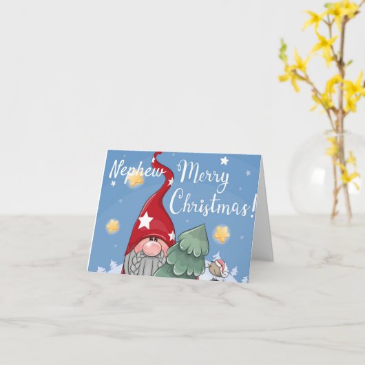 **NEPHEW'S CHRISTMAS** GNOME CARD KARTE (Gelbe Blume)