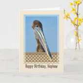 Nephews Geburtstagskarte mit braunem Pelikan Karte (Gelbe Blume)