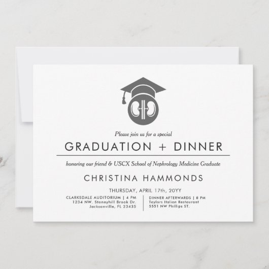 Nephrologe Abschluss | Minimalistische Einladung (Vorderseite)