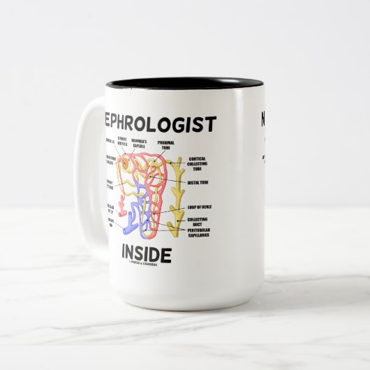 Nephrologe Inside (Niere Nephron) Zweifarbige Tasse (Vorderseite Links)