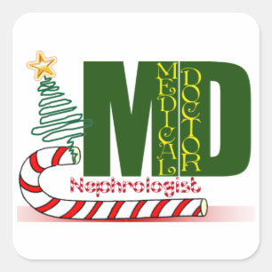 Nephrologe MERRY CHRISTMAS DOCTOR Quadratischer Aufkleber