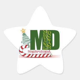 Nephrologe MERRY CHRISTMAS DOCTOR Stern-Aufkleber