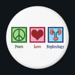 Nephrologe Peace Liebe Nephrology Office Magnet<br><div class="desc">Ein wunderschönes Geschenk für Nierenspezialisten. Peace Liebe Nephrology Design für Ihren Lieblingsarzt oder Ihre Krankenschwester in dieser medizinischen Abteilung mit einem Friedenszeichen,  Herz und einem zeichn von rosa Nieren.</div>