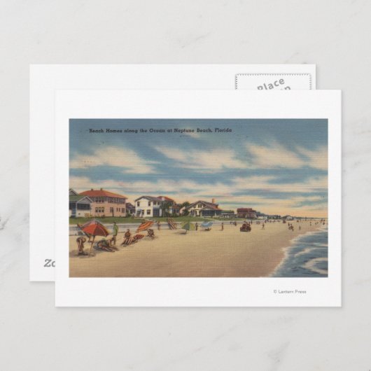 Neptun Beach, FL - Sicht auf die Zuhause Postkarte (Vorne/Hinten)