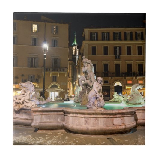 Neptun-Brunnen auf der Piazza Navona - Rom Fliese (Vorderseite)