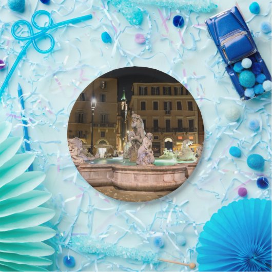 Neptun-Brunnen auf der Piazza Navona - Rom Pappteller (Party)