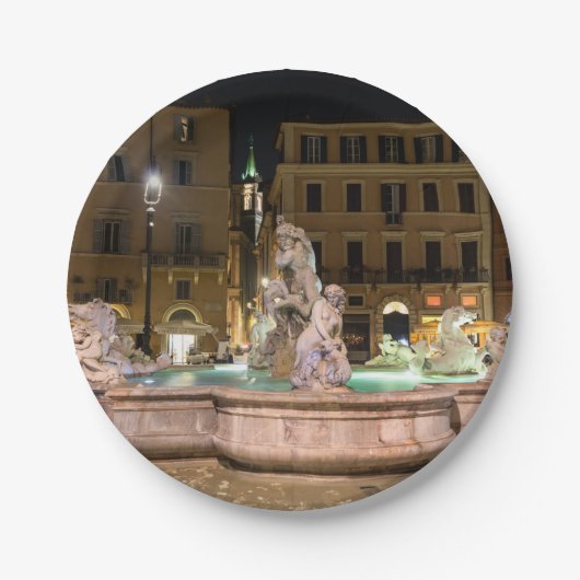 Neptun-Brunnen auf der Piazza Navona - Rom Pappteller (Vorderseite)
