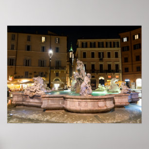 Neptun-Brunnen auf der Piazza Navona - Rom Poster